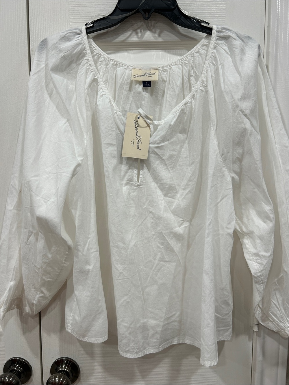 Universal Thread White Peasant Blouse - Lightweight Cotton Top